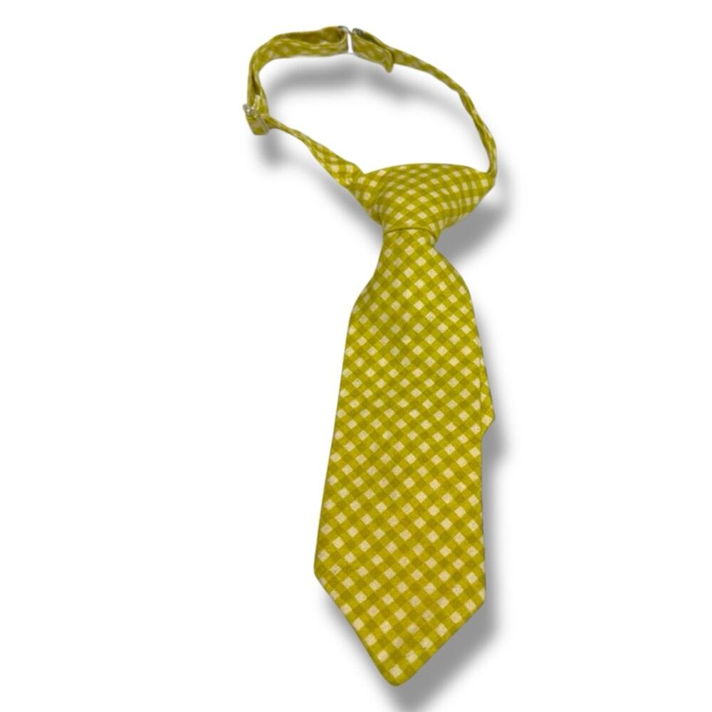 Kids Yellow Lime Checkered Tie Checked Gingham Infant Toddler